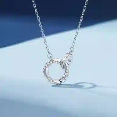 【999足银纯银  环环相扣】 福韵金 六桂福珠宝 莫比乌斯轻奢浪漫精致闪耀经典百搭小众设计时尚简约锁骨链 银 项链 女款