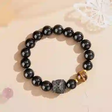 【S925银 祥瑞醒狮】 福韵金 六桂福 招财狮子新中式国潮时来运转轻奢时尚简约百搭串珠#好运 黑曜石 手串 男女同款情侣款