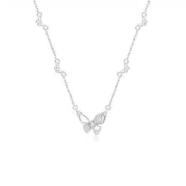 【999足银纯银 好运福蝶/浪漫卡片】 福韵金 六桂福&蝴蝶轻奢精致梦幻灵动在逃公主闪耀蝶舞请冷风高级简约日常百搭 银 项链 女款