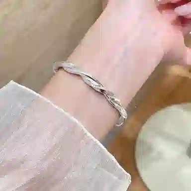 【999纯银丨可免费定制刻字丨赠告白贺卡】 福韵金 六桂福珠宝 莫比乌斯经典素圈可推拉银镯子新中式简约大气小众轻奢百搭 足银 手镯 女款