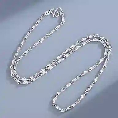 【S999足银纯银】六桂福 元宝链个性素链无吊坠 嘻哈街头中性风冷淡风简约设计小众高级感锁骨链 福韵金 招财好运 首饰 礼盒项链 男款