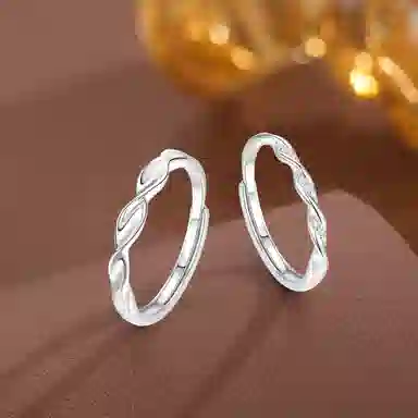 【999足银纯银 莫比乌斯】 福韵金 六桂福珠宝 告白爱意无限轻奢高级简约璀璨闪耀甜蜜约会百搭 银 戒指 男女同款情侣款