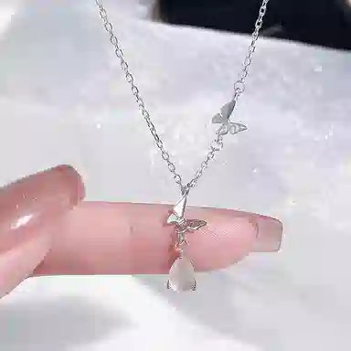 【S925银  蝶恋花滴】 福韵金 六桂福 蝴蝶水滴新中式国潮轻奢优雅简约高级百搭清新招桃花旺桃花#好运 玉髓 项链 女款