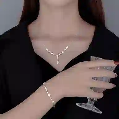 【999足银纯银 玫瑰花语】 福韵金 六桂福 浪漫中式国潮轻奢精致高级立体花朵温柔甜美森系小清新百搭锁骨链 银 项链 女款