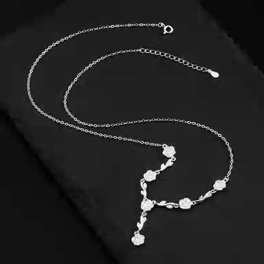 【999足银纯银 玫瑰花语】 福韵金 六桂福 浪漫中式国潮轻奢精致高级立体花朵温柔甜美森系小清新百搭锁骨链 银 项链 女款