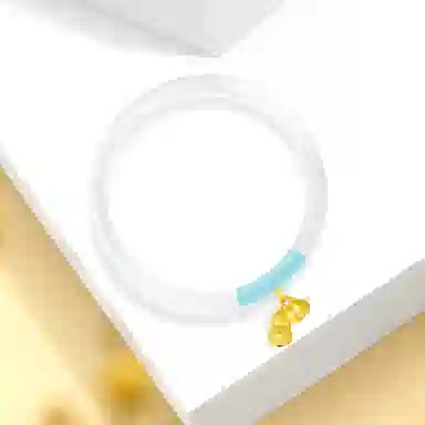 【999足金纯金 好柿发生】 福韵金 六桂福 花生柿子新中式国风国潮轻奢优雅时尚森系蓝色系小众设计百搭#好运 玉髓 手镯 女款