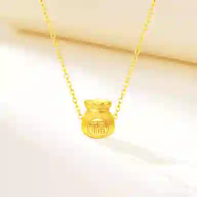 【含金量99.9% 袋袋有钱】 福韵金 钱袋福袋钱多多转运新中式国潮招财纳福轻奢浪漫优雅温柔气质简约日常通勤 合金 项链 女款