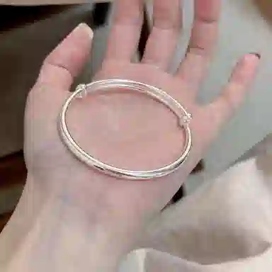 【999纯银丨可免费定制刻字丨赠告白贺卡】 福韵金 六桂福珠宝 莫比乌斯经典素圈银镯子新中式简约大气小众轻奢百搭可推拉 足银 手镯 女款