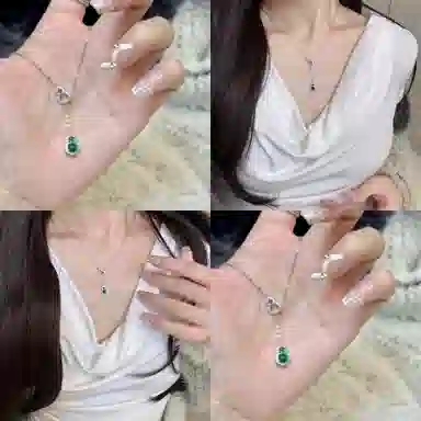 【S925银/清冷女神】六桂福 福禄双葫芦 极简显白绿水冰透清冷设计 福禄吉祥水逆退散新中式国风百搭 福韵金 好运 琉璃 玉石礼盒项链 女款
