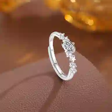 【纯银999丨免费定制刻字丨赠七.夕告白礼卡片】 福韵金 六桂福珠宝 恋爱频率对戒璀璨闪耀星星轻奢浪漫约会 足银 戒指 男女同款情侣款