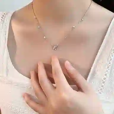 【999足银纯银 好运福蝶/浪漫卡片】 福韵金 六桂福&蝴蝶轻奢精致梦幻灵动在逃公主闪耀蝶舞请冷风高级简约日常百搭 银 项链 女款