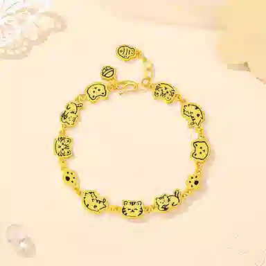 【S925银 好运猫猫】 福韵金 六桂福 快乐哈基米猫咪饼干小鱼干轻奢高级温柔可爱甜美简约小众设计百搭手链 银 手饰 女款