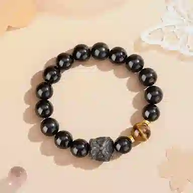 【S925银 祥瑞醒狮】 福韵金 六桂福 招财狮子新中式国潮时来运转轻奢时尚简约百搭串珠#好运 黑曜石 手串 男女同款情侣款