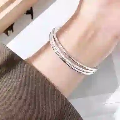 【 999足银纯银 三生三世/浪漫7夕卡片】 福韵金 六桂福珠宝 满天星三圈新中式国潮少女轻奢精致小众设计高级感素百搭 银 手镯 女款