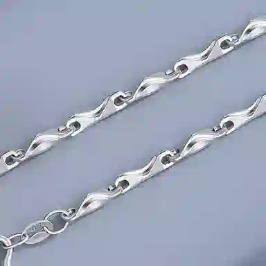 【S999足银纯银】六桂福 元宝链个性素链无吊坠 嘻哈街头中性风冷淡风简约设计小众高级感锁骨链 福韵金 招财好运 首饰 礼盒项链 男款