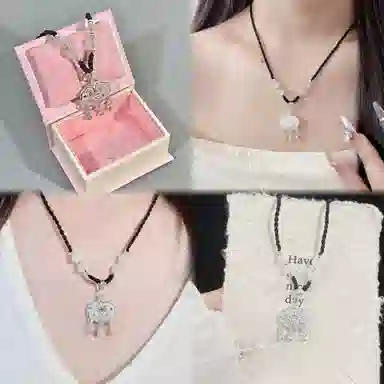 【999纯银丨平安顺遂丨赠告白卡片】 福韵金 六桂福珠宝 长命锁新中式国风国潮编织绳吊坠平安扣百搭高级显白气质优雅好运 足银 项链 女款