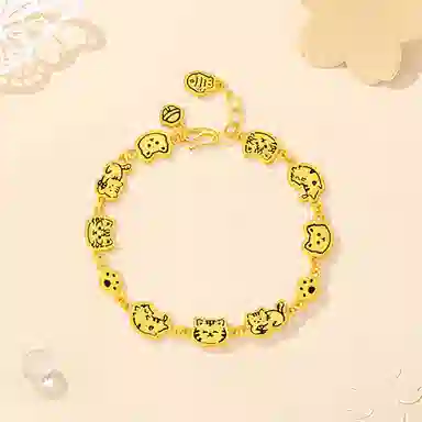 【S925银 好运猫猫】 福韵金 六桂福 快乐哈基米猫咪饼干小鱼干轻奢高级温柔可爱甜美简约小众设计百搭手链 银 手饰 女款