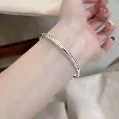 【999纯银丨可免费定制刻字丨赠告白贺卡】 福韵金 六桂福珠宝 莫比乌斯经典素圈银镯子新中式简约大气小众轻奢百搭可推拉 足银 手镯 女款