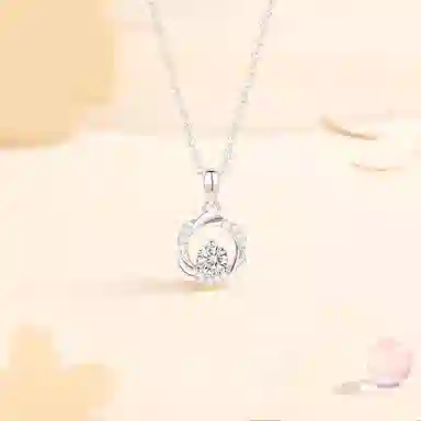 【 纯银999 福韵金 】六桂福珠宝 莫比乌斯花环吊坠镂空灵动甜美浪漫 轻奢精致闪耀圆环简约设计优雅日常百搭锁骨链 首饰 足银项链 女款