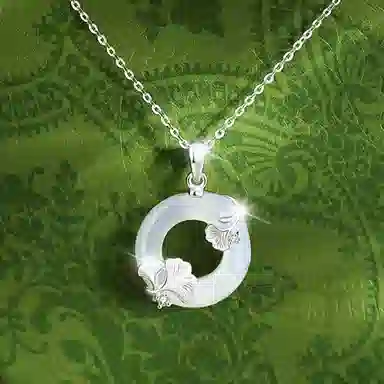 【999足银纯银 三生有杏/小确幸】 福韵金 六桂福 银杏平安扣新中式国潮复古轻奢优雅温柔简约高级日常百搭#好运#好运 玉髓 项链 女款