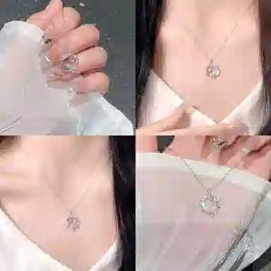 【999纯银】 福韵金 六桂福珠宝 幻梦星月 镶锆幻彩宝石星星月亮吊坠轻奢浪漫森系精致闪耀小清新设计优雅百搭锁骨链 琉璃 玉石项链 女款