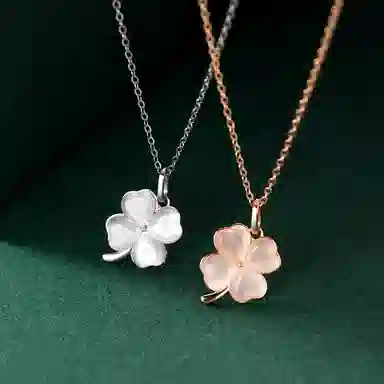 【S925银 幸运四叶草】 福韵金 六桂福 好运草轻奢精致森系小清新温柔甜美时尚简约设计百搭高级锁骨链 琉璃 项链 女款