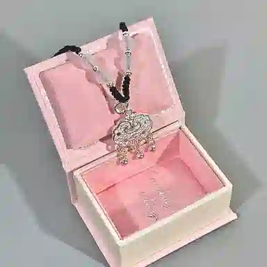 【999纯银丨平安顺遂丨赠告白卡片】 福韵金 六桂福珠宝 长命锁新中式国风国潮编织绳吊坠平安扣百搭高级显白气质优雅好运 足银 项链 女款