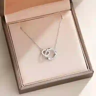 【999足银纯银  环环相扣】 福韵金 六桂福珠宝 莫比乌斯轻奢浪漫精致闪耀经典百搭小众设计时尚简约锁骨链 银 项链 女款