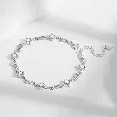 【999足银纯银 恋人之心】 福韵金 六桂福 爱心蝴蝶结轻奢浪漫小众设计在逃公主高级甜美温柔精致气质百搭日常通勤百搭#好运 银 手链 女款