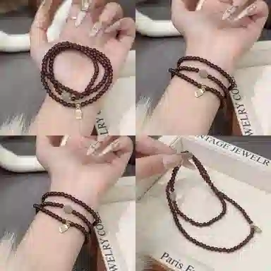 【S925银 福气满满】 福韵金  六桂福 榴玉纳福串珠新中式国风高级气质百搭福牌本命年转运必备叠戴手饰好运 琉璃 天然石榴玉石手串 女款