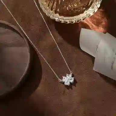 【999足银纯银 爆闪好运草】 福韵金 六桂福 幸运四叶草轻奢闪耀精致简约小清新甜美温柔清冷感小众高级气质百搭 银首饰 项链 女款