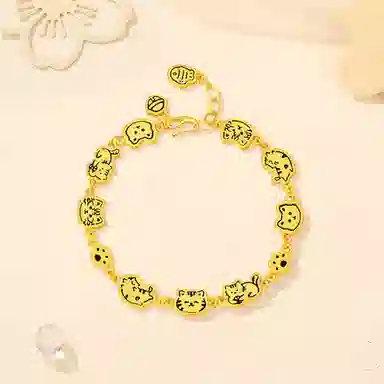 【S925银 好运猫猫】 福韵金 六桂福 快乐哈基米猫咪饼干小鱼干轻奢高级温柔可爱甜美简约小众设计百搭手链 银 手饰 女款