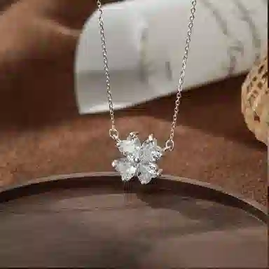 【999足银纯银 爆闪好运草】 福韵金 六桂福 幸运四叶草轻奢闪耀精致简约小清新甜美温柔清冷感小众高级气质百搭 银首饰 项链 女款