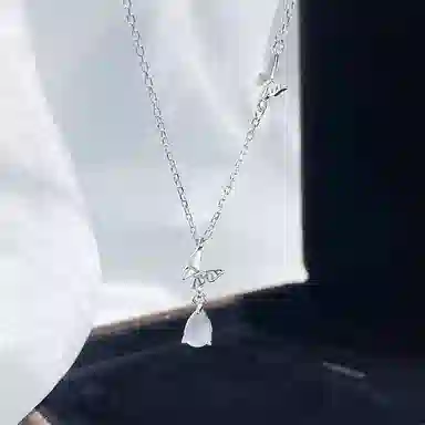 【S925银  蝶恋花滴】 福韵金 六桂福 蝴蝶水滴新中式国潮轻奢优雅简约高级百搭清新招桃花旺桃花#好运 玉髓 项链 女款