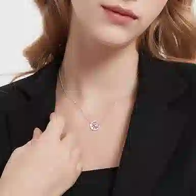 【S925银纯银 梦幻心月】 福韵金 六桂福 月亮粉色爱心轻奢精致高级简约甜美温柔闪耀恋爱告白百搭 银 项链 女款