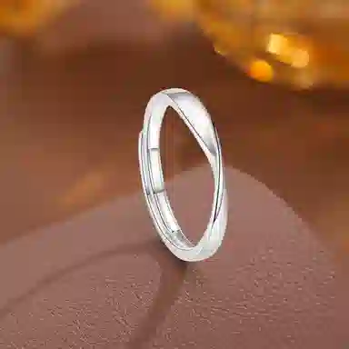 【999纯银丨免费定制刻字丨赠告白贺卡】 福韵金 六桂福珠宝 莫比乌斯恋爱频率对戒相爱同频开口可调节一对 足银 礼盒戒指 男女同款情侣款