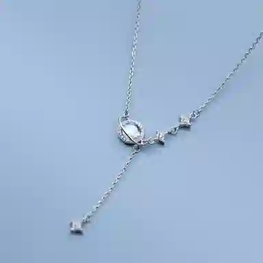 【S925银 宇宙星球】 福韵金 六桂福 星星轻奢灵动闪耀爱意交织星辰大海浪漫优雅简约高级设计 琉璃 项链 男女同款情侣款