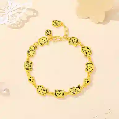 【S925银 好运猫猫】 福韵金 六桂福 快乐哈基米猫咪饼干小鱼干轻奢高级温柔可爱甜美简约小众设计百搭手链 银 手饰 女款