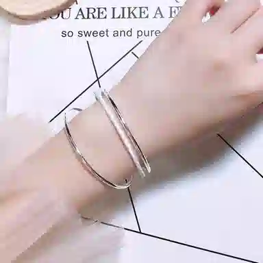 【 999足银纯银 三生三世/浪漫7夕卡片】 福韵金 六桂福珠宝 满天星三圈新中式国潮少女轻奢精致小众设计高级感素百搭 银 手镯 女款