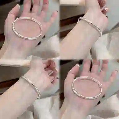 【999纯银丨可免费定制刻字丨赠告白贺卡】 福韵金 六桂福珠宝 莫比乌斯经典素圈银镯子新中式简约大气小众轻奢百搭可推拉 足银 手镯 女款