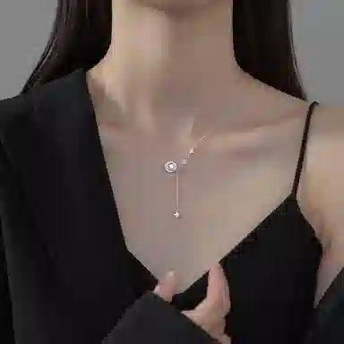 【S925银 宇宙星球】 福韵金 六桂福 星星轻奢灵动闪耀爱意交织星辰大海浪漫优雅简约高级设计 琉璃 项链 男女同款情侣款