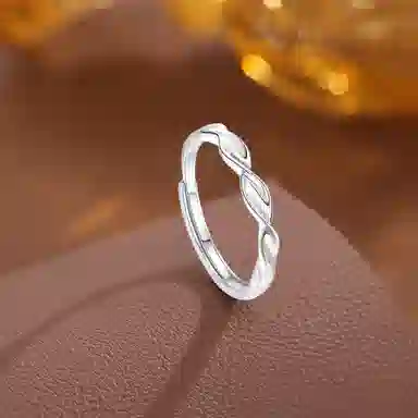 【999足银纯银 莫比乌斯】 福韵金 六桂福珠宝 告白爱意无限轻奢高级简约璀璨闪耀甜蜜约会百搭 银 戒指 男女同款情侣款