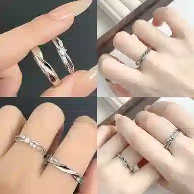 【S999足银纯银丨热销推荐】六桂福 莫比乌斯对戒 简约时尚气质设计感轻奢开口可调节恋爱告白 福韵金 好运 礼盒 戒指 男女同款情侣款