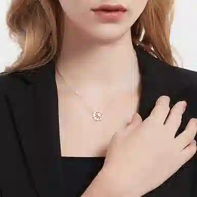 【S925银纯银 梦幻心月】 福韵金 六桂福 月亮粉色爱心轻奢精致高级简约甜美温柔闪耀恋爱告白百搭 银 项链 女款