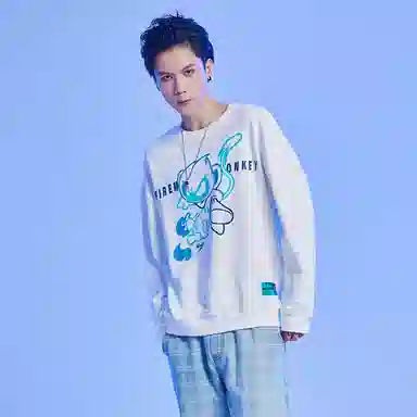 FireMonkey Cartoon Print Sweatshirt White