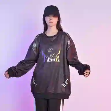 FireMonkey Hand-Painted Cartoon Letter Sweatshirt