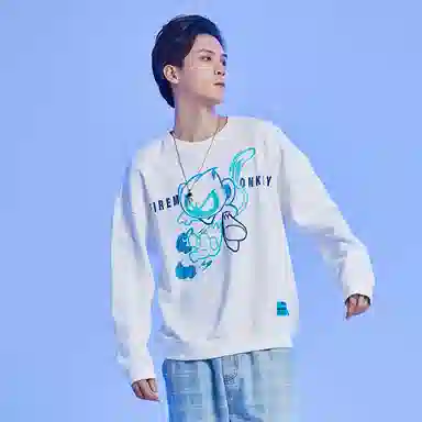FireMonkey Cartoon Print Sweatshirt White