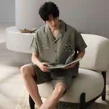 卡绚 短袖五分裤简约加大码开衫舒适家居服可外穿夏季睡衣套装 男款