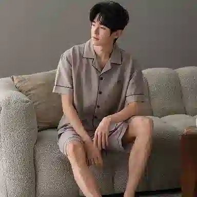 卡绚 短袖简约休闲五分裤舒适家居服可外穿夏季睡衣套装 男款