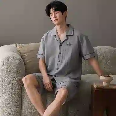 卡绚 短袖简约舒适家居服可外穿睡衣套装 男款